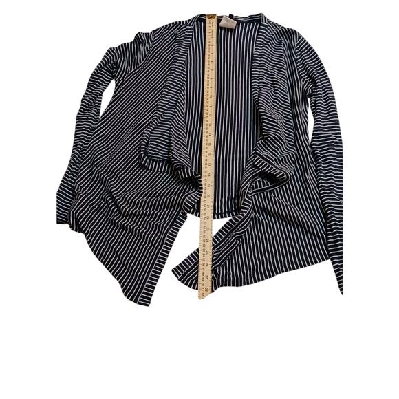 BCBG MaxAzria Open Front Womens Medium Black Stripe Long Sleeve Cardigan Top - Picture 9 of 9